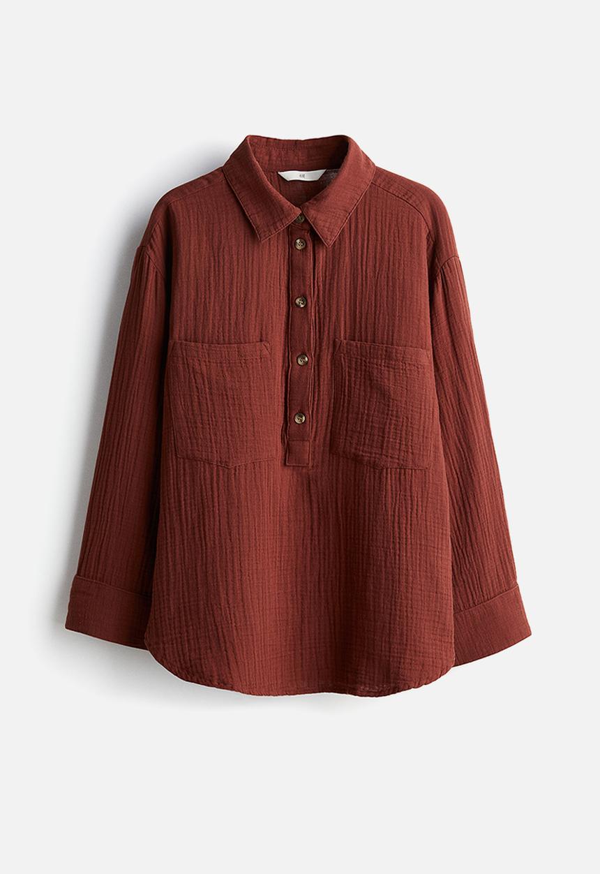 H&M - Popover muslin shirt - rust red