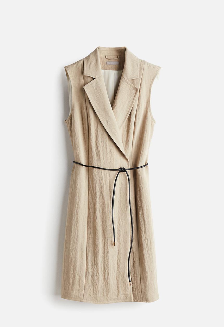 H&M - Tie-belt blazer dress - beige