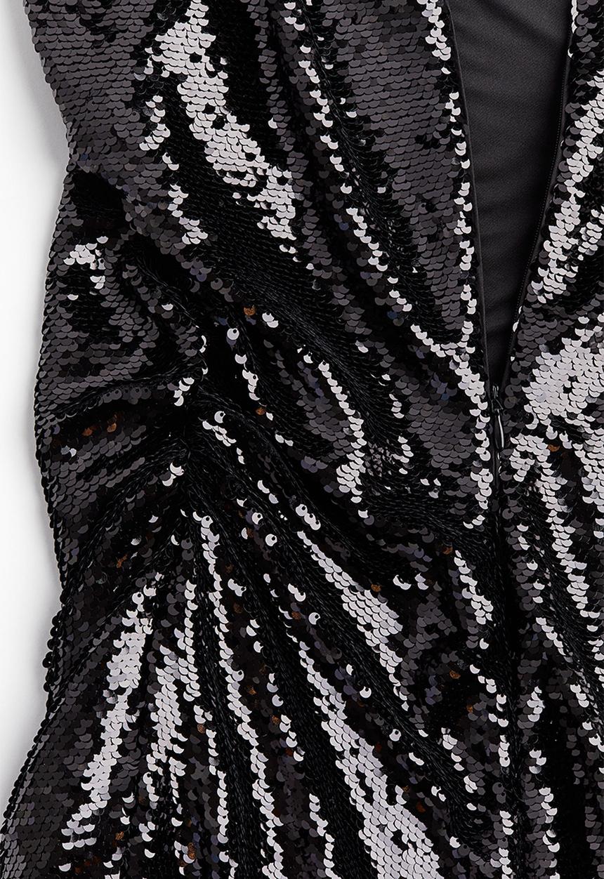 H&M - Sequined shoulder-pad dress - black