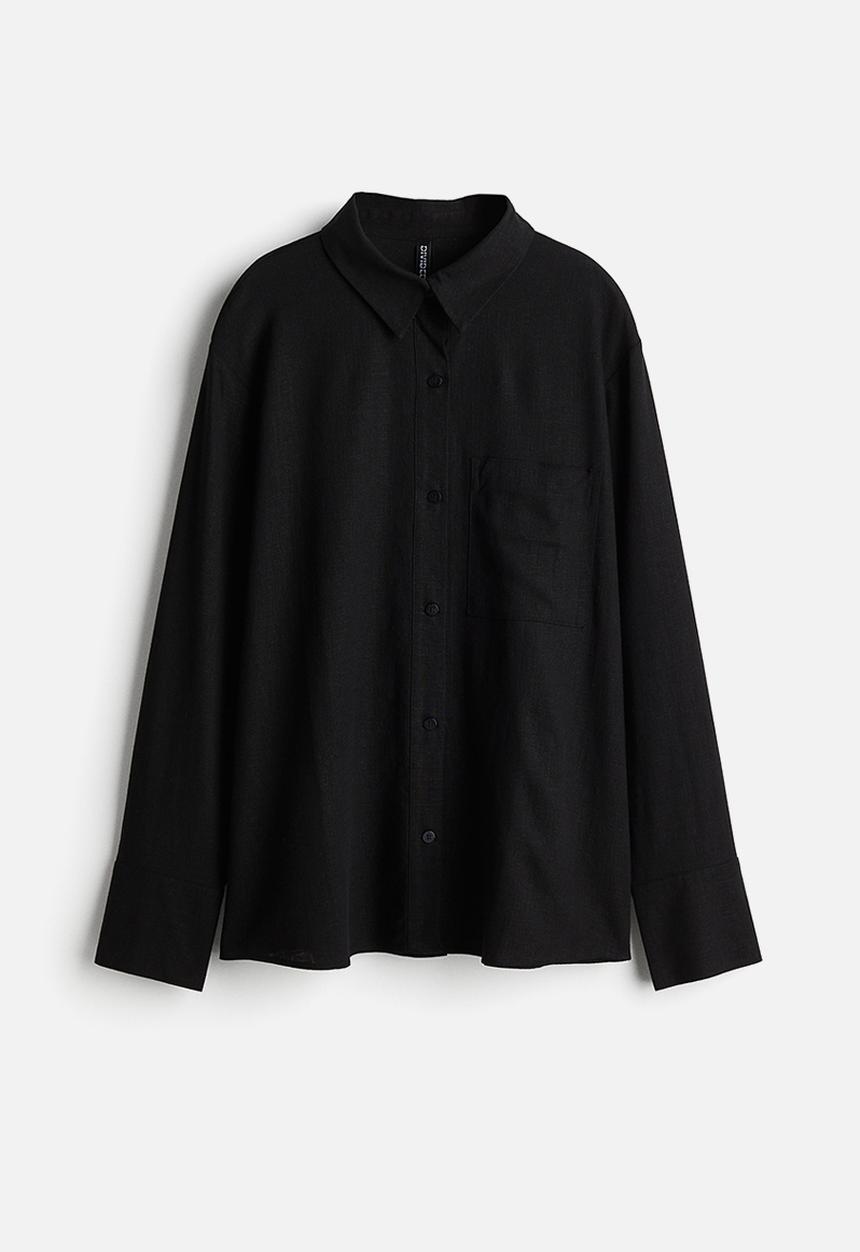 H&M - Linen-blend shirt - black