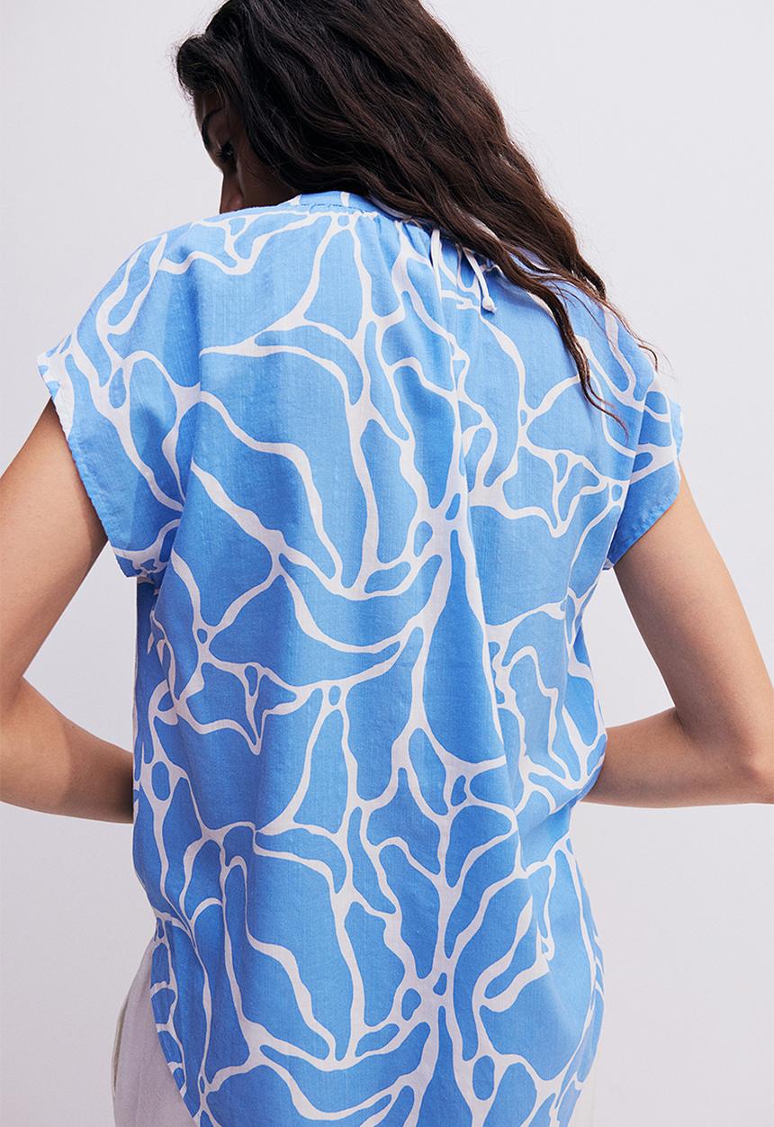 H&M - Cap-sleeved blouse - blue patterned