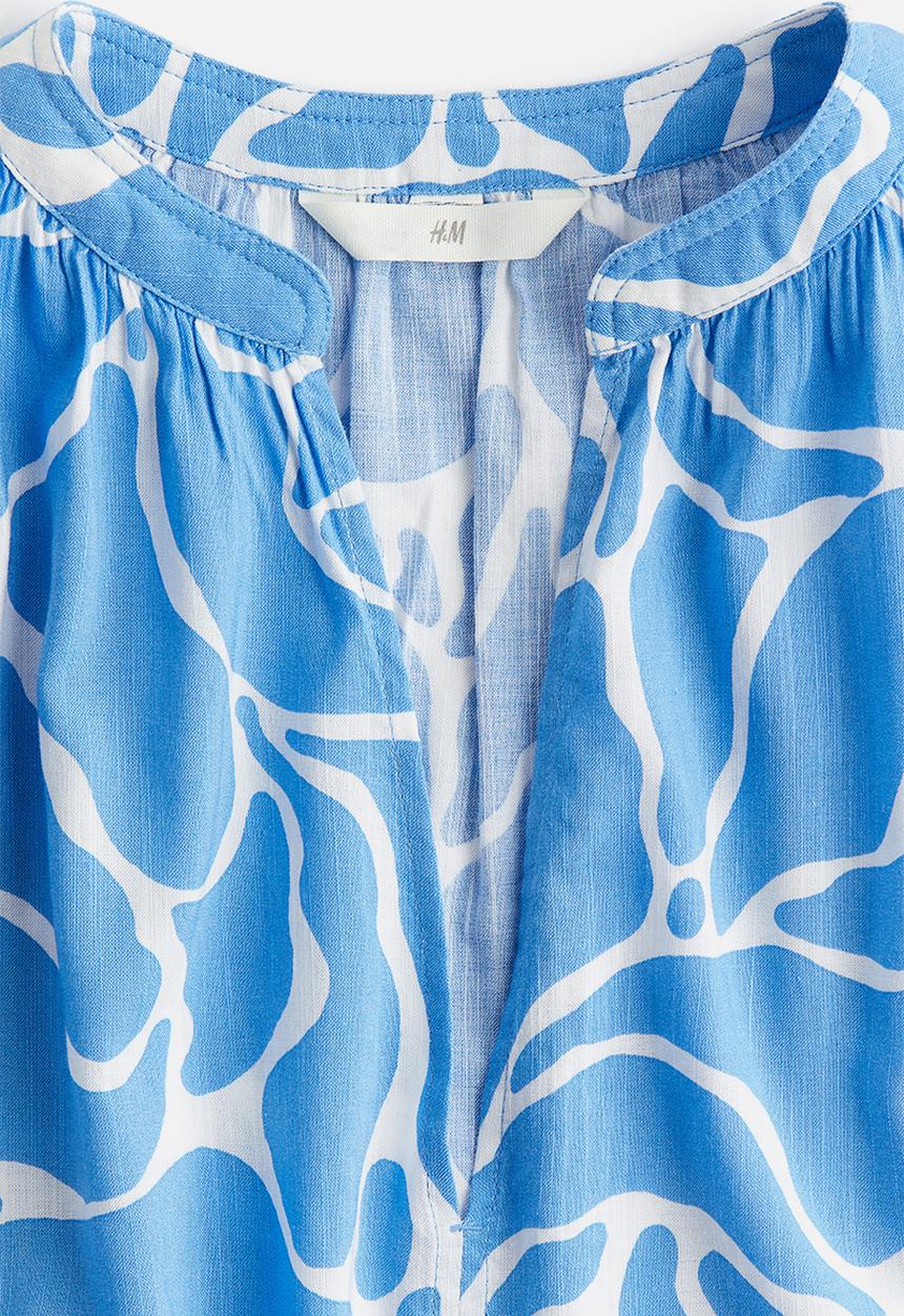 H&M - Cap-sleeved blouse - blue patterned