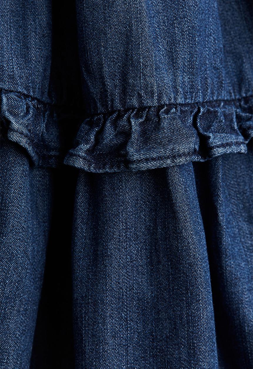 H&M - Frill-trimmed dress - dark denim blue