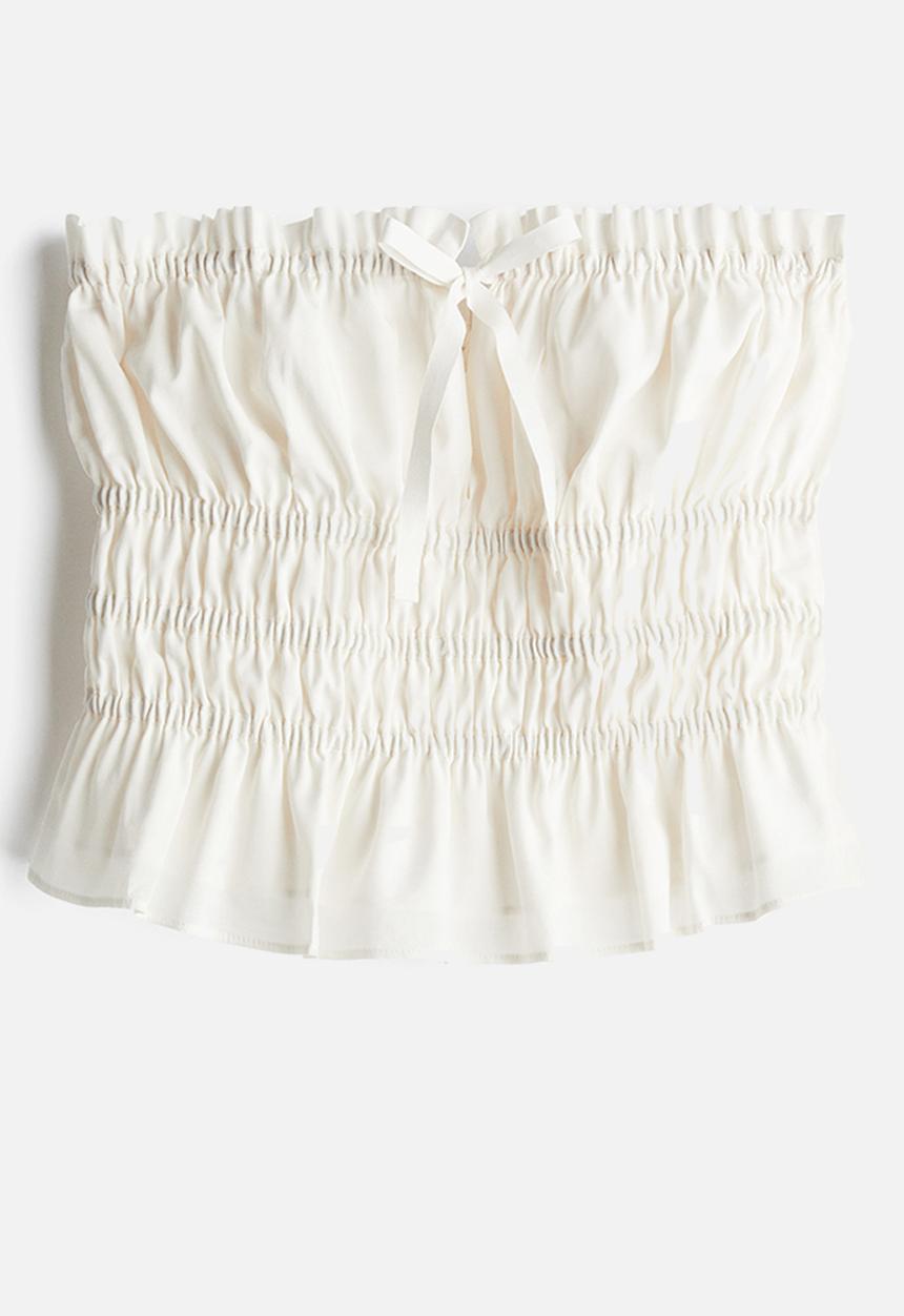 H&M - Smocked bandeau top - white