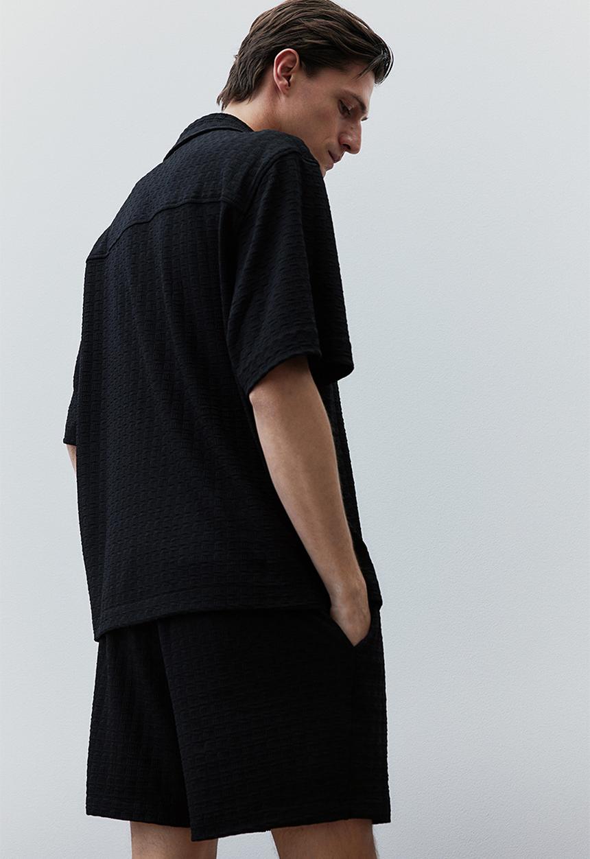 H&M - Loose fit textured resort shirt - black