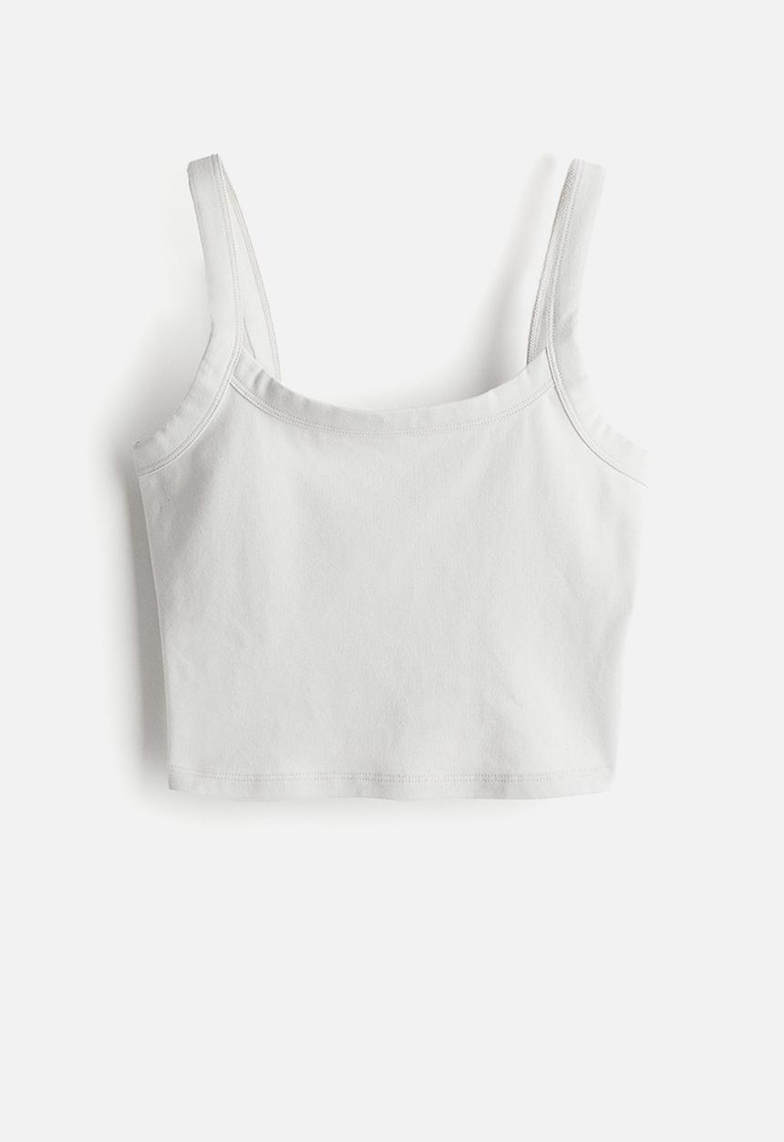 H&M - Cropped strappy top - light grey 