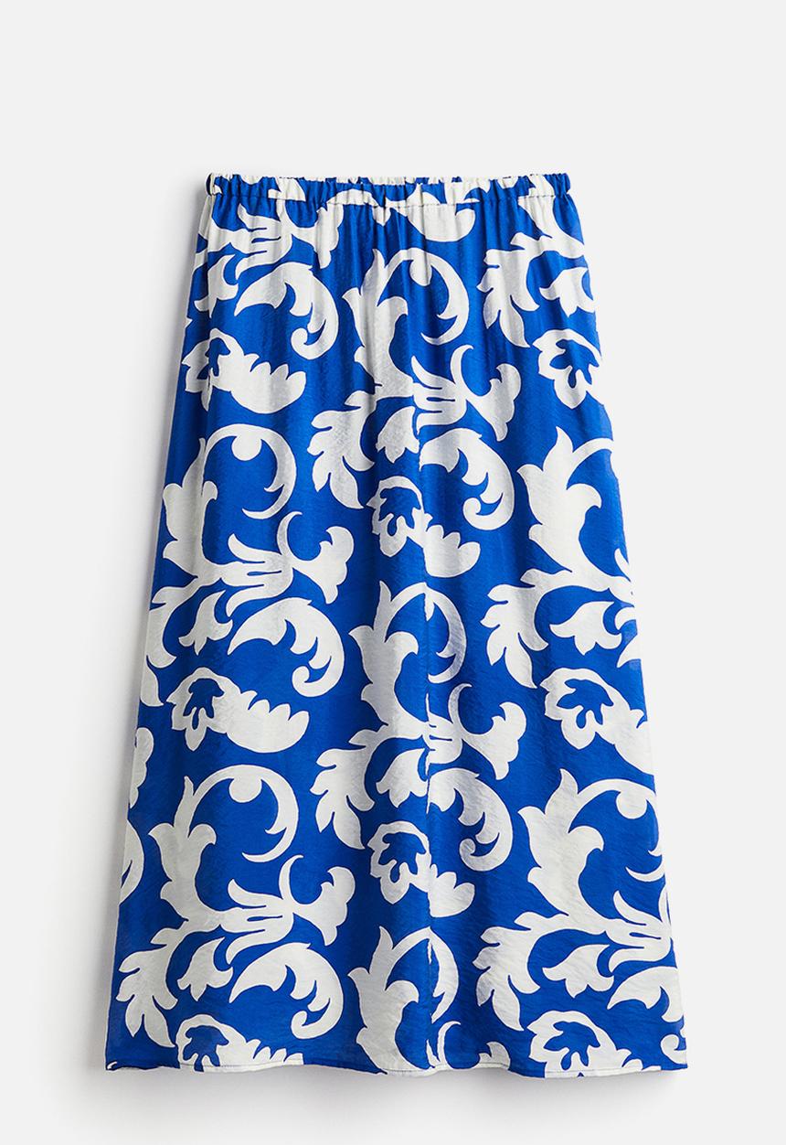 H&M - Midi skirt - bright blue/patterned