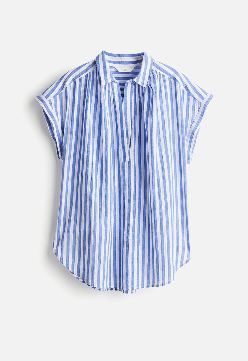 H&M - Cotton blouse - blue/striped 