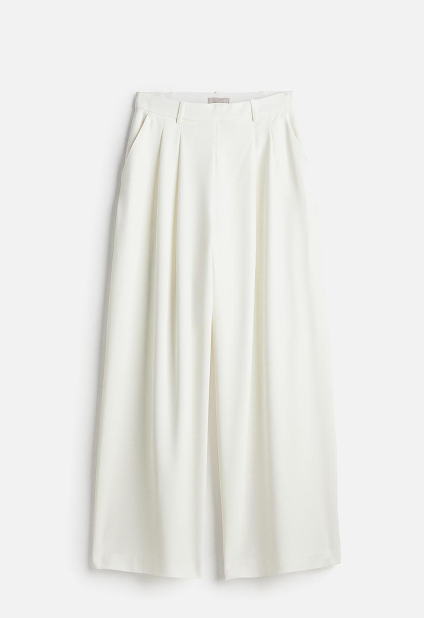 H&M - Wide tailored trousers - white