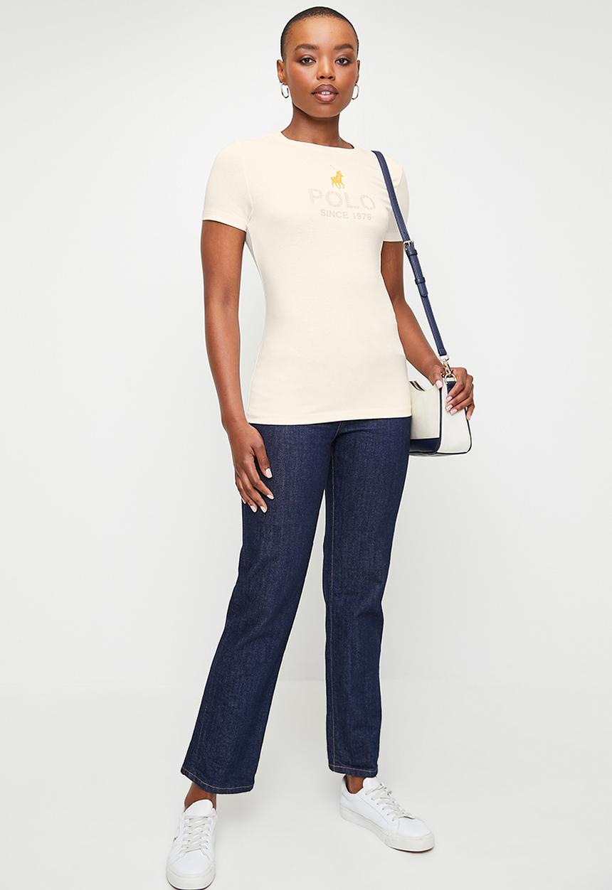 POLO - Wmn Anna Printed Short Sleeve T-Shirt - Off White