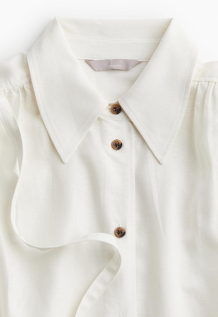H&M - Linen-blend shirt dress - white
