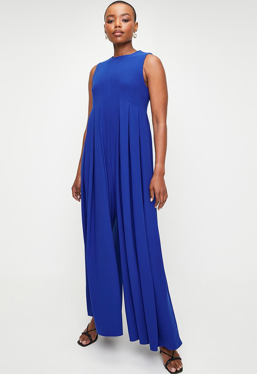 edit - Wideleg Pleated Jumpsuit - Blue