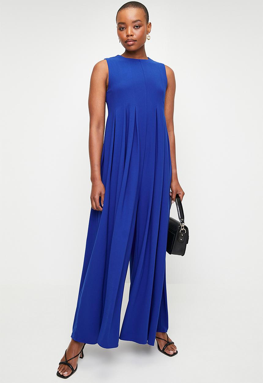 edit - Wideleg Pleated Jumpsuit - Blue
