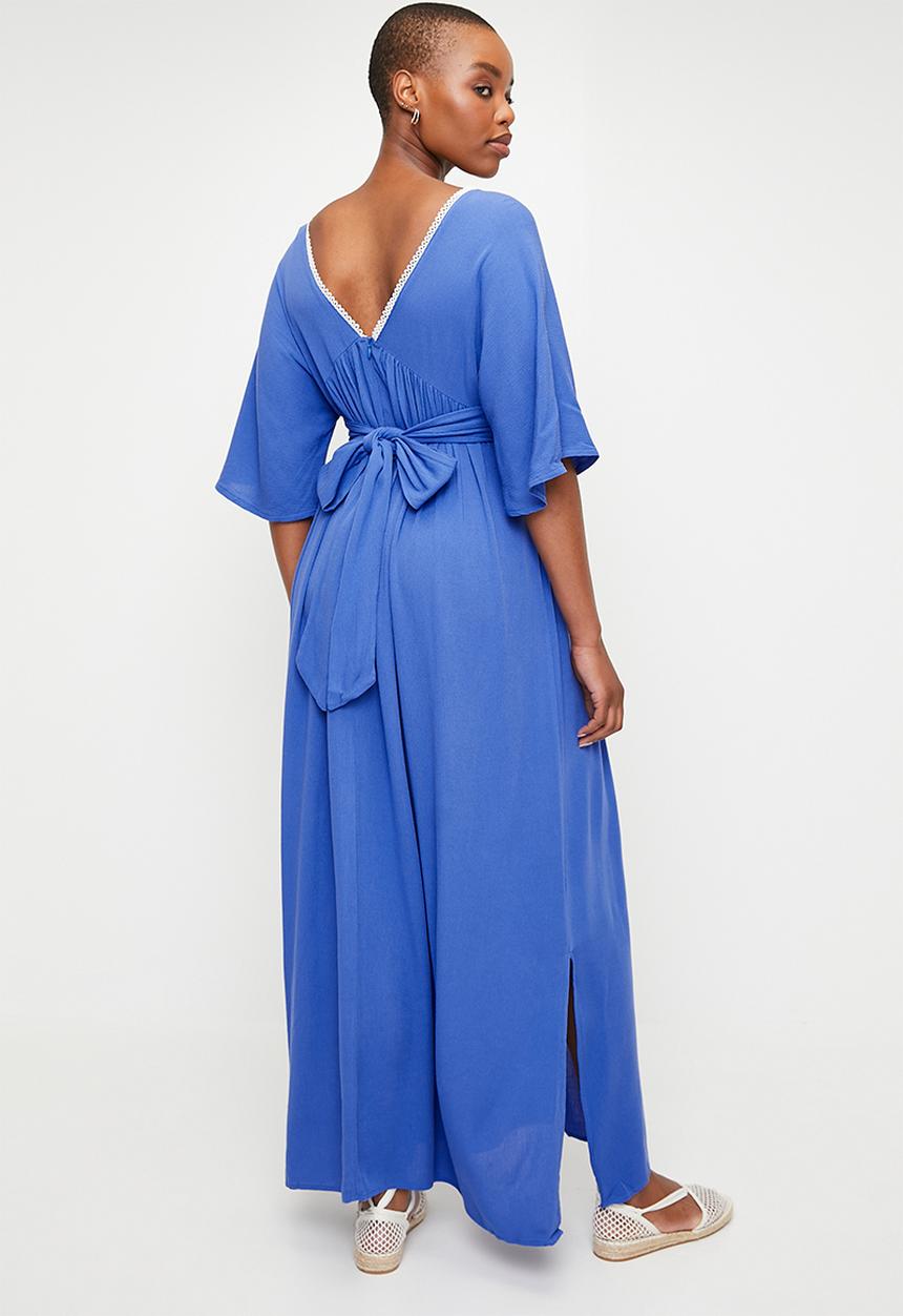 edit - Angel sleeve tunic with embroidery - blue
