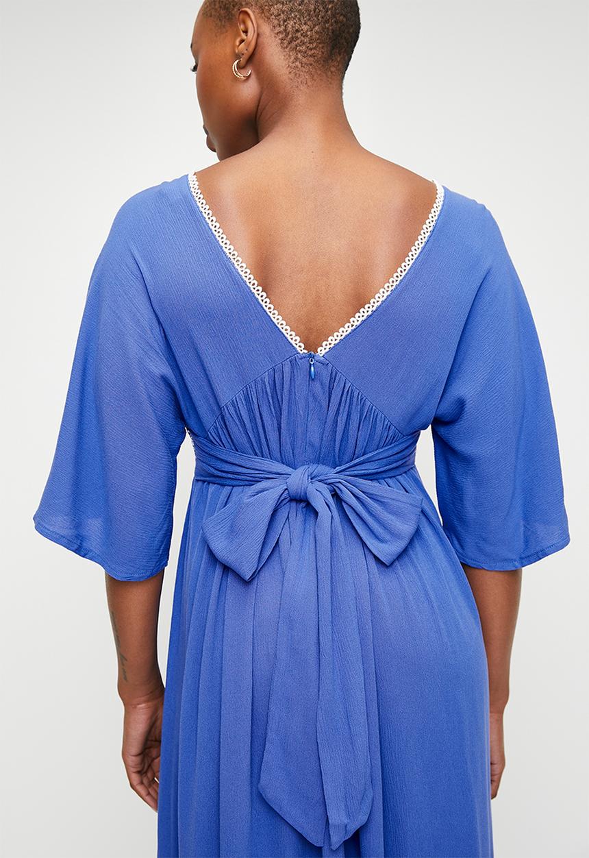 edit - Angel sleeve tunic with embroidery - blue