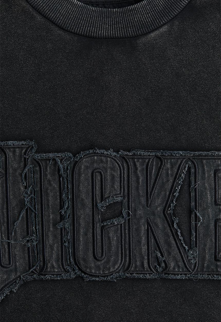 H&M - Washed-look appliquéd sweatshirt - black/wicked