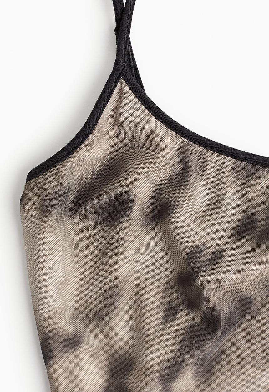 H&M - Mesh thong body - greige/patterned