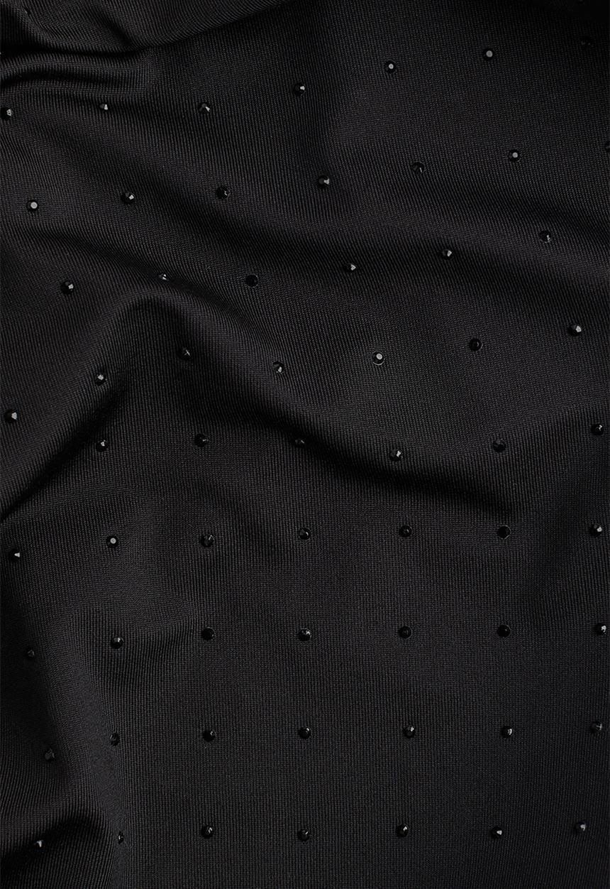 H&M - Straight jersey trousers -  black/rhinestones