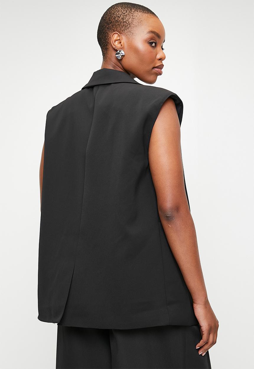 柿乃葉 blackbird SleevelessDirector’sJacket Sleeveless blazer co-ord - black