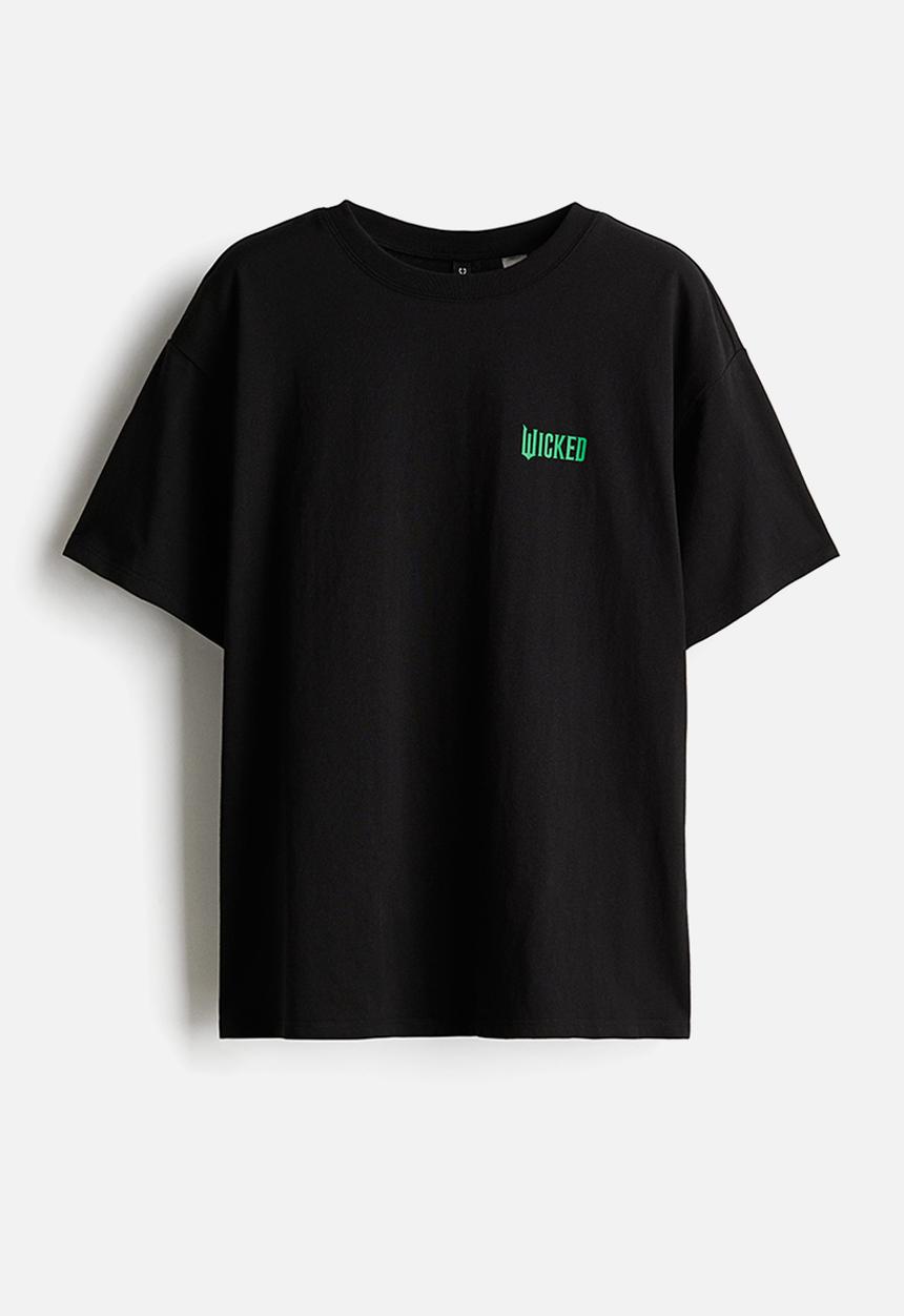 H&M - Boxy-style printed T-shirt - black/wicked