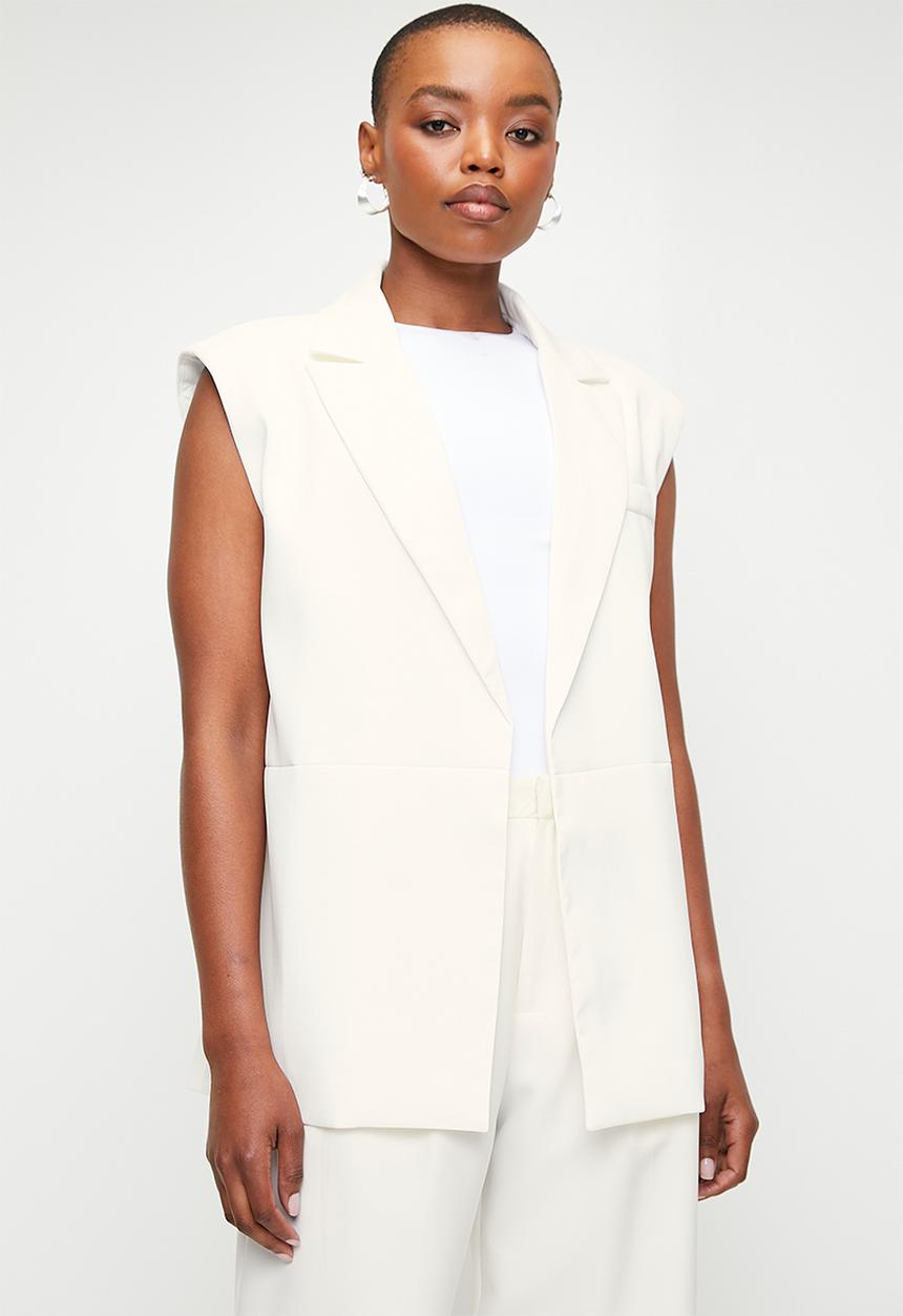 edit - Sleeveless blazer co-ord - milk