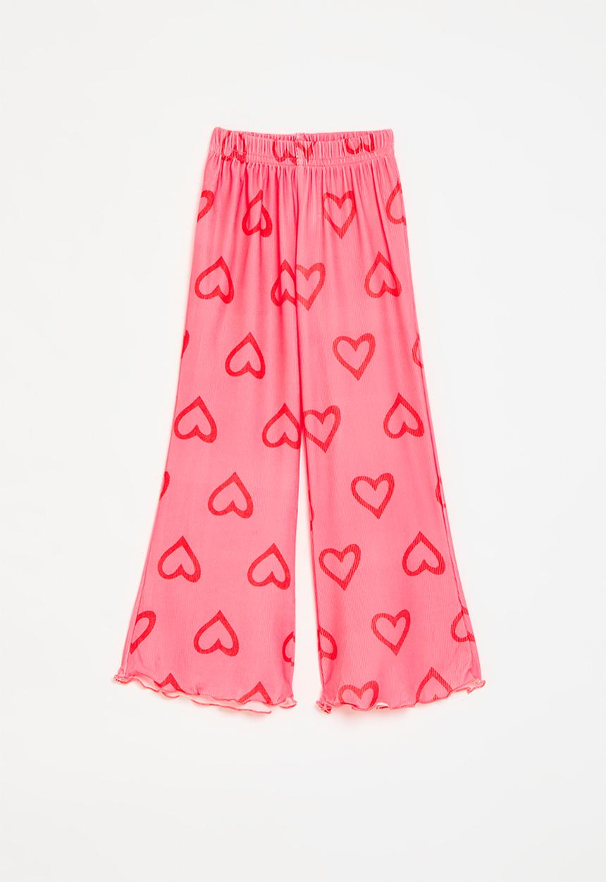 Pop Candy - Heart print flared pants - pink