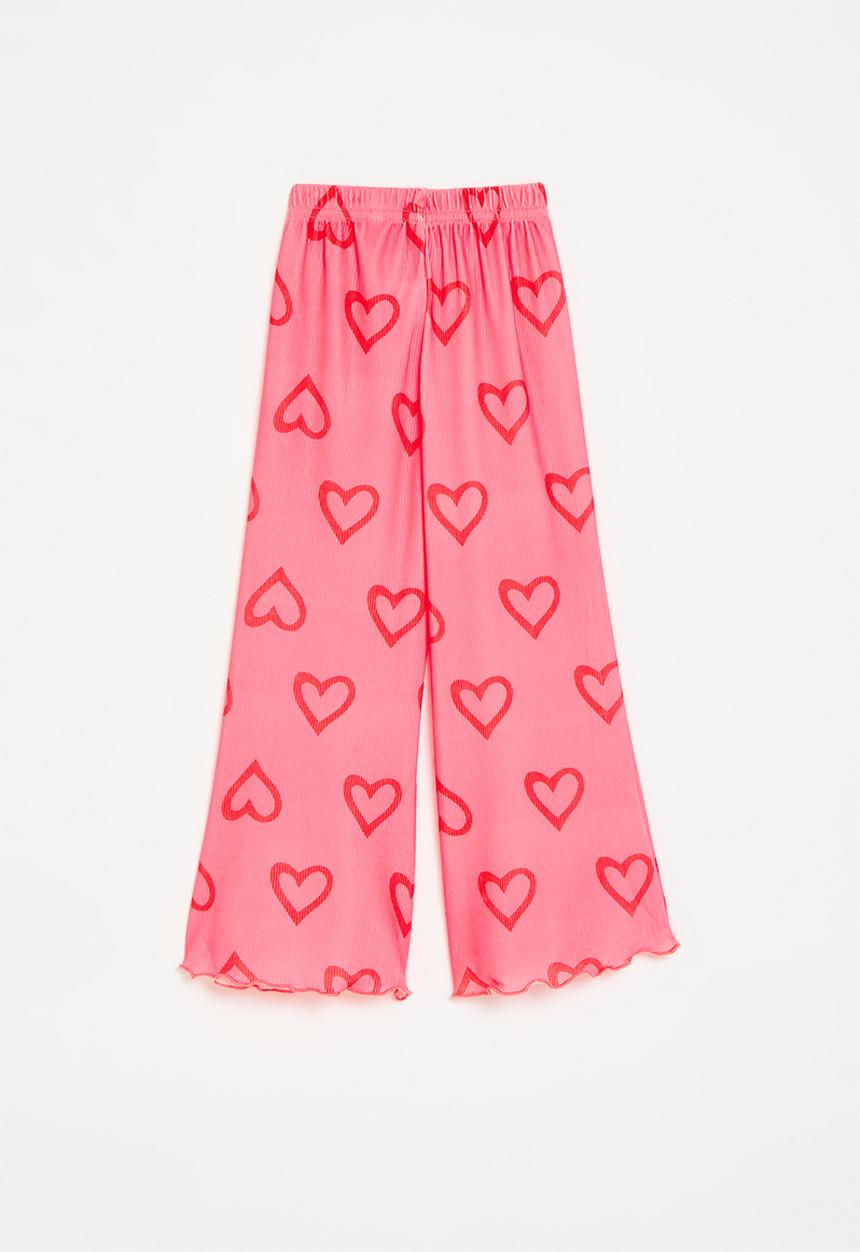 Pop Candy - Heart print flared pants - pink