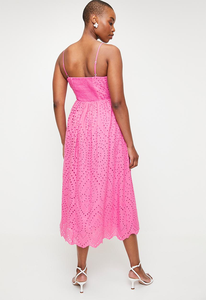 edit - Anglaise trim detail fit & flare - Pink