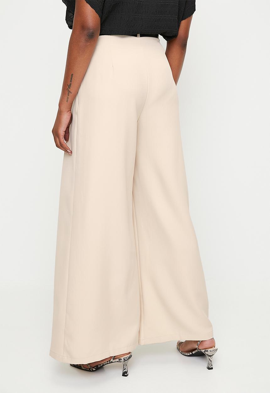 edit - High waisted belted wide leg -lt stone