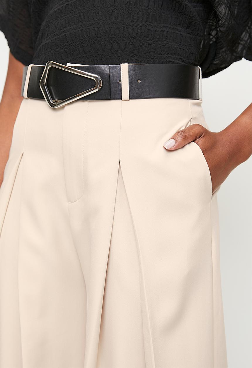 edit - High waisted belted wide leg -lt stone