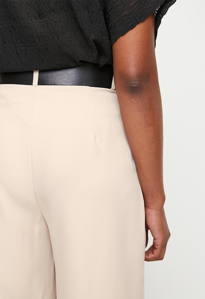 edit - High waisted belted wide leg -lt stone