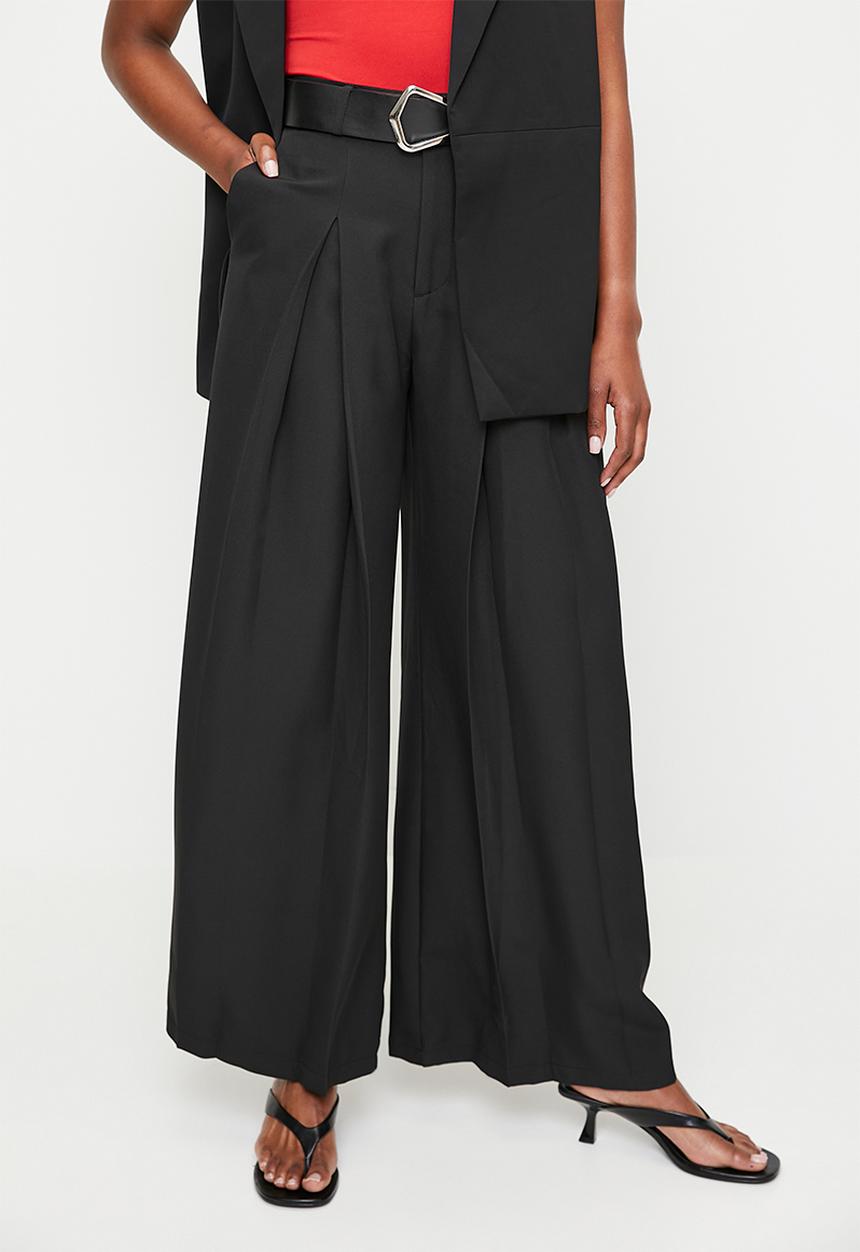 edit - High waisted belted wide leg - Black
