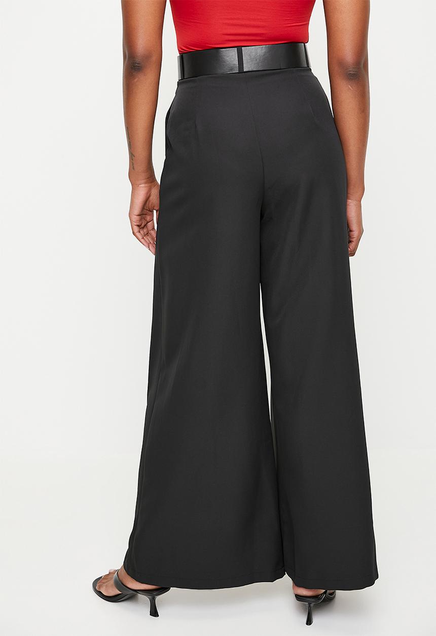 edit - High waisted belted wide leg - Black