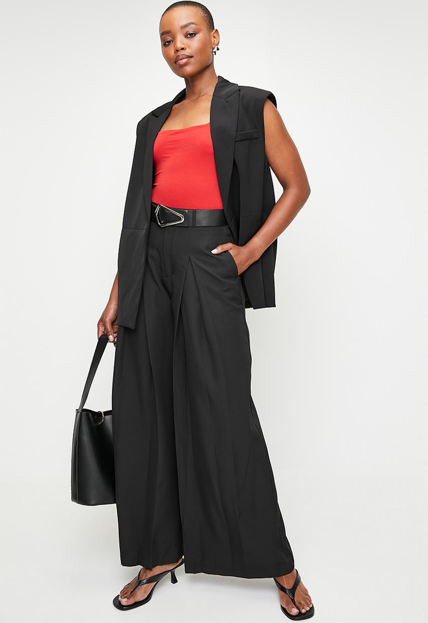 edit - High waisted belted wide leg - Black