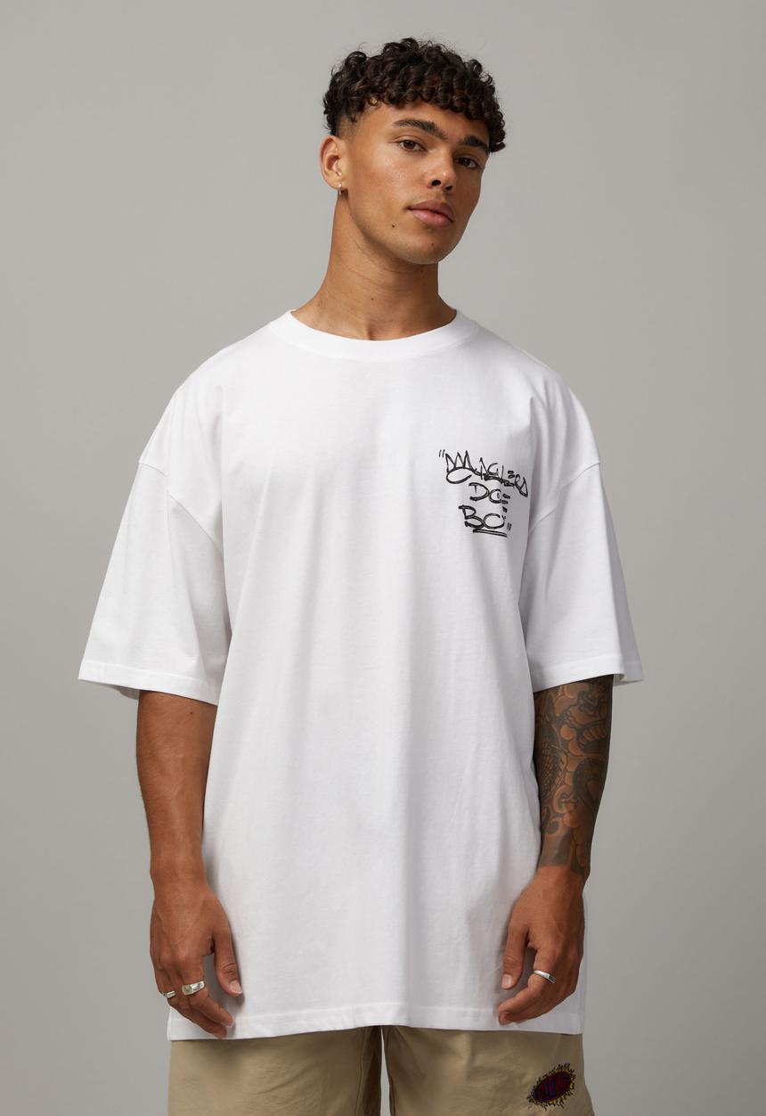 Oversized Music Merch T Shirt - Lcn Bra White/Maglera Doe Boy