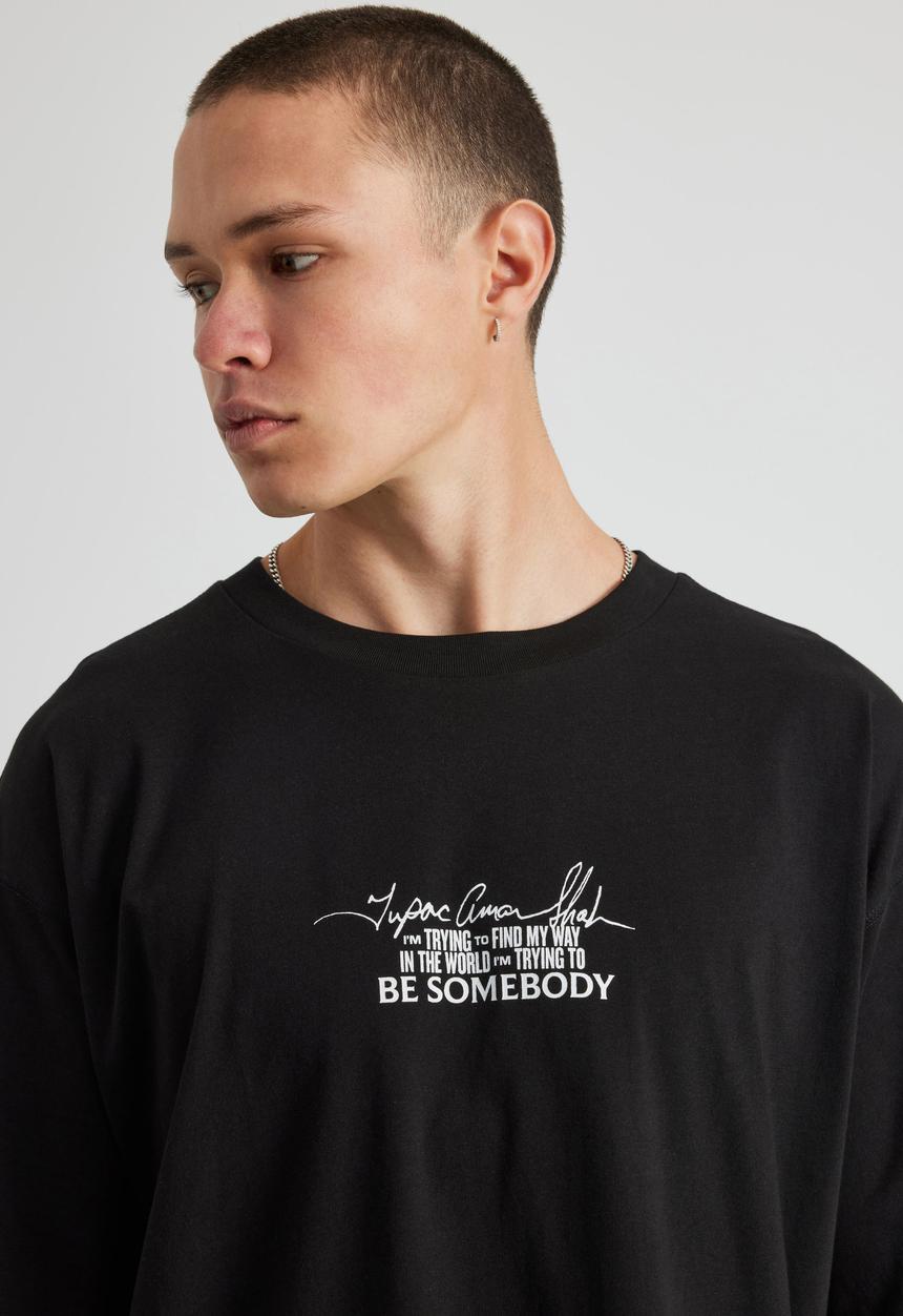 Factorie - Box Fit Music Merch T Shirt - Lcn Bra Black/Tupac Be Somebody