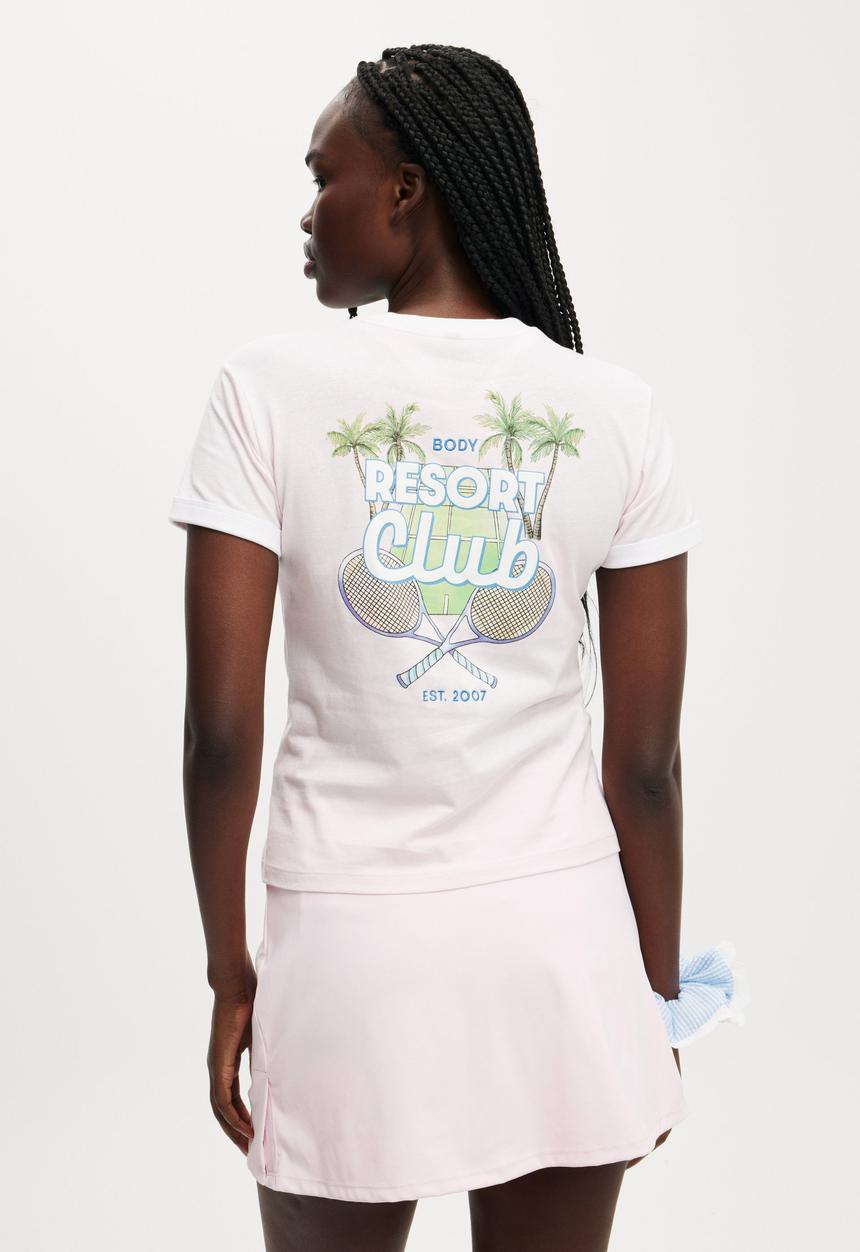 Cotton On - Active Graphic Crew T-shirt - Cherry Dream/Resort Club