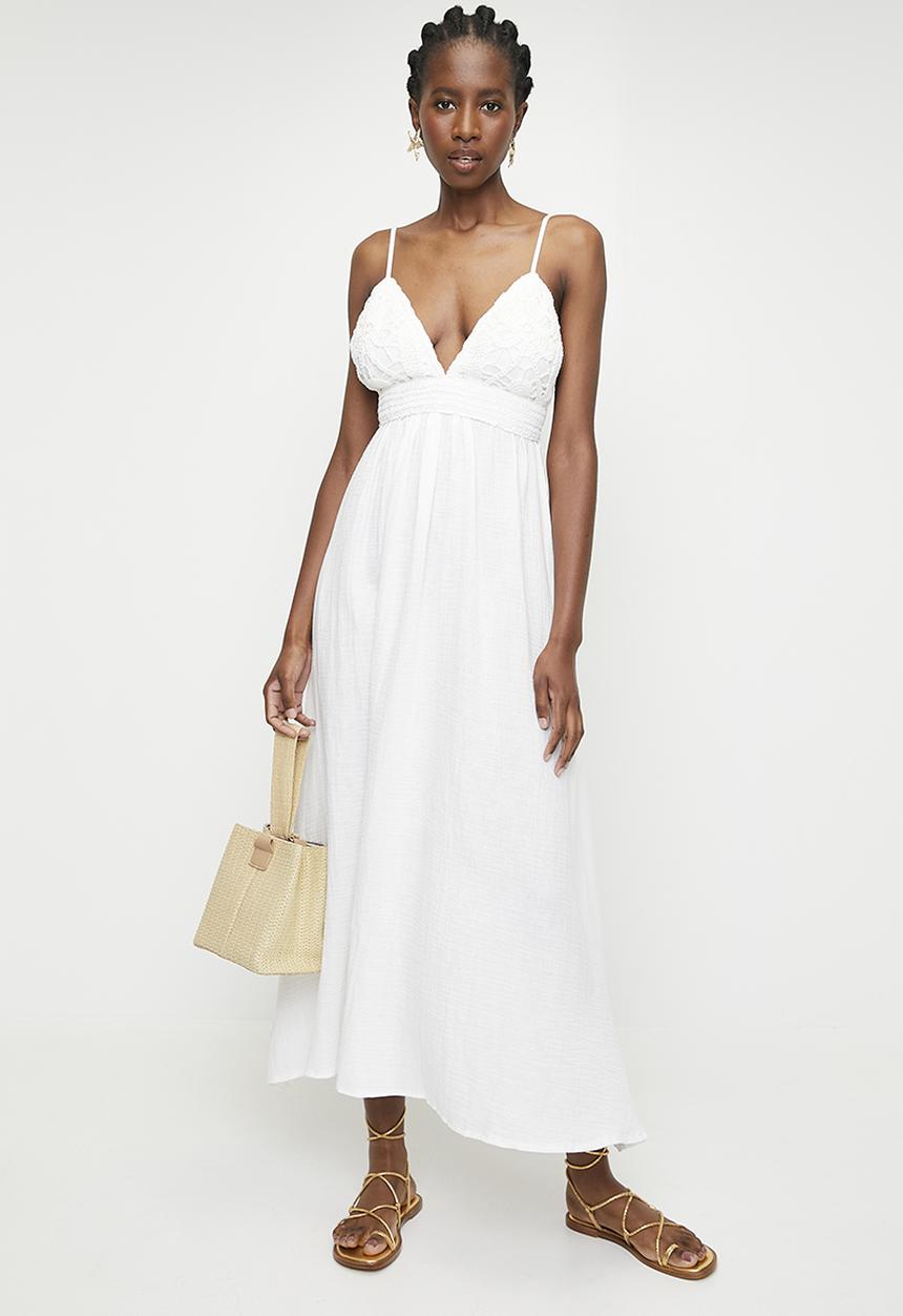 Superbalist - Applique fit & flare midi dress - ecru