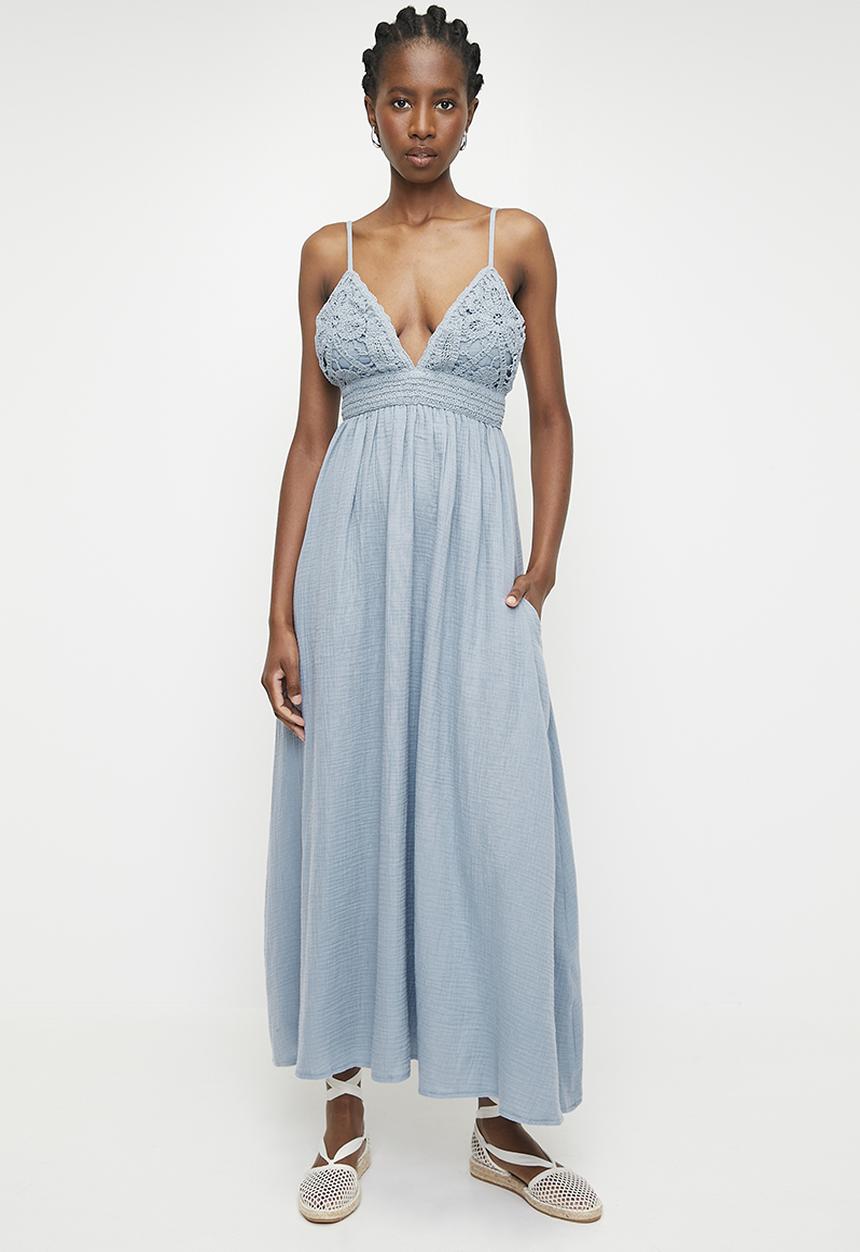 Superbalist - Applique fit & flare midi dress - denim blue