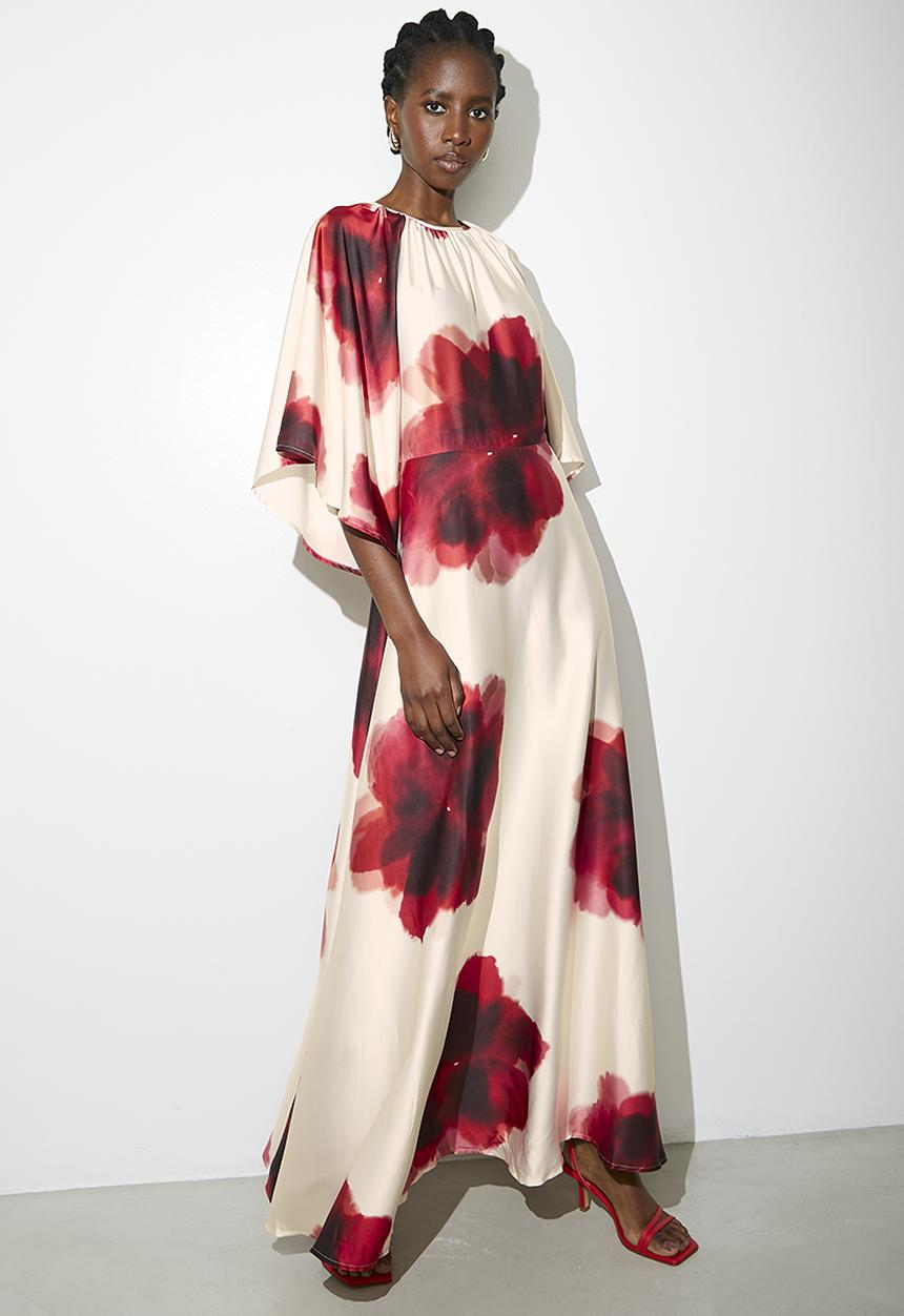 VELVET - Dolman sleeve pleated maxi dress - multi