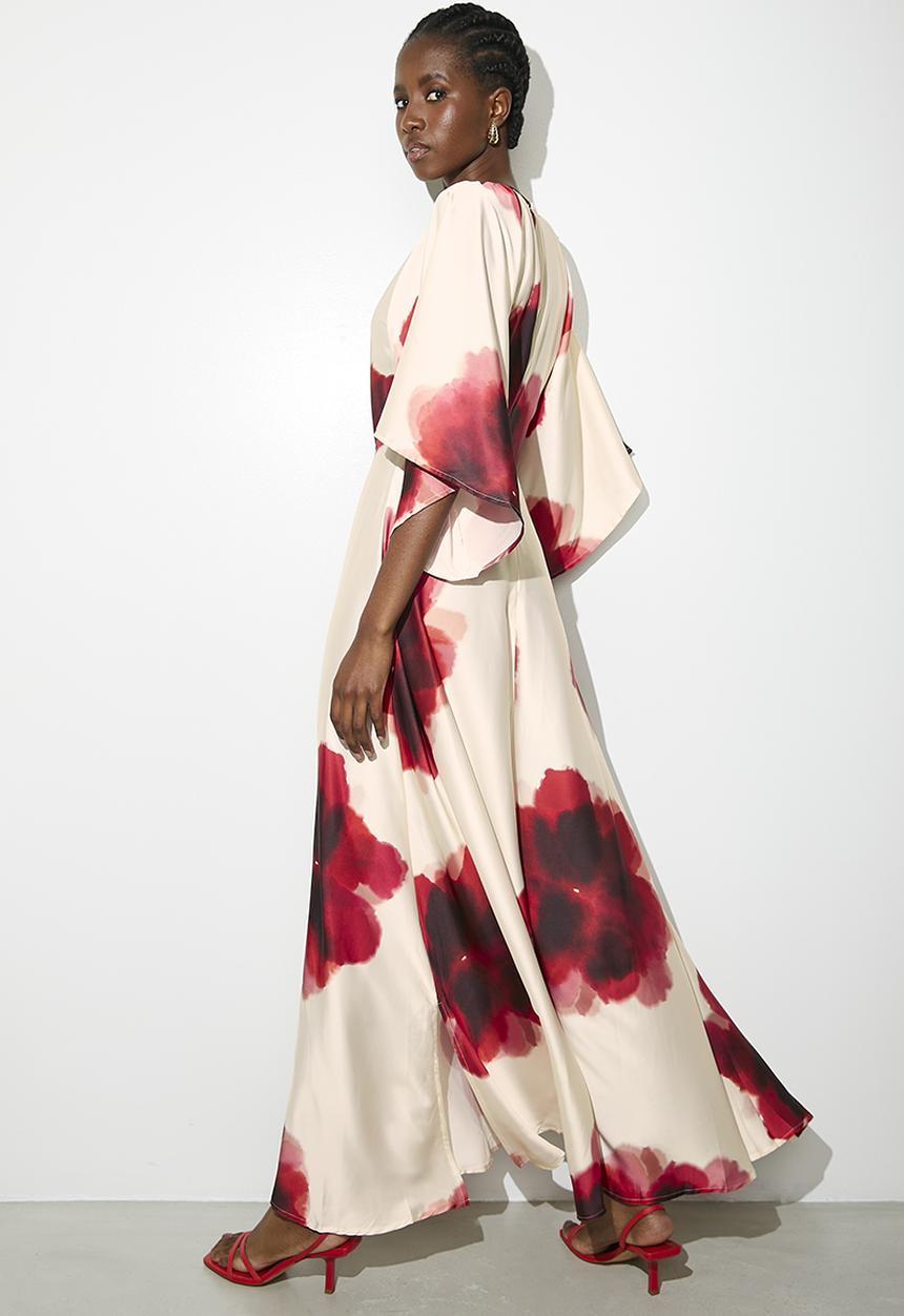 VELVET - Dolman sleeve pleated maxi dress - multi