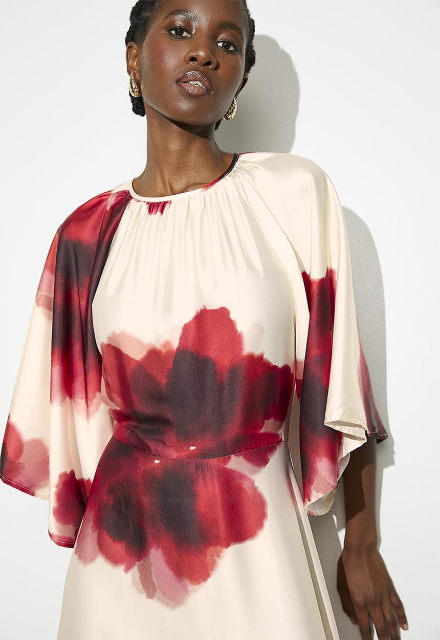 VELVET - Dolman sleeve pleated maxi dress - multi