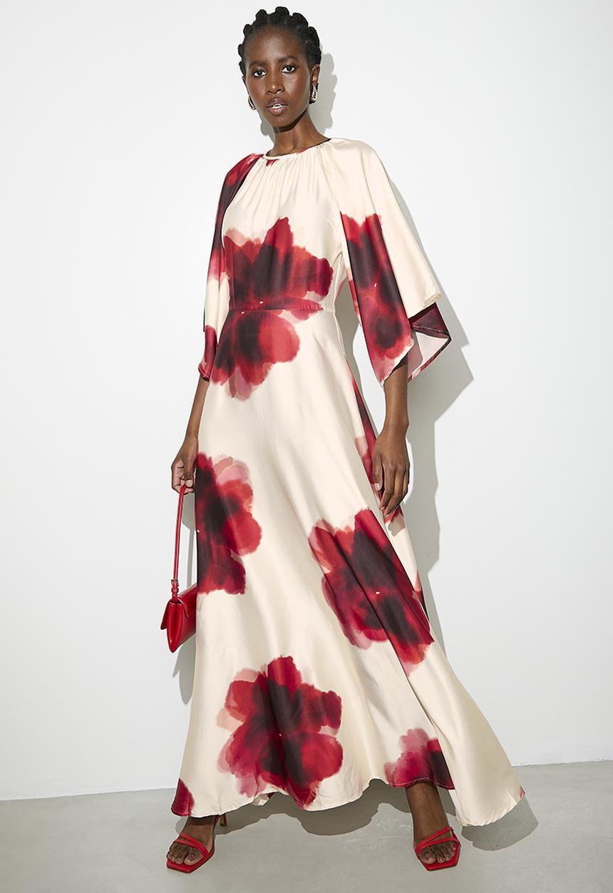 VELVET - Dolman sleeve pleated maxi dress - multi