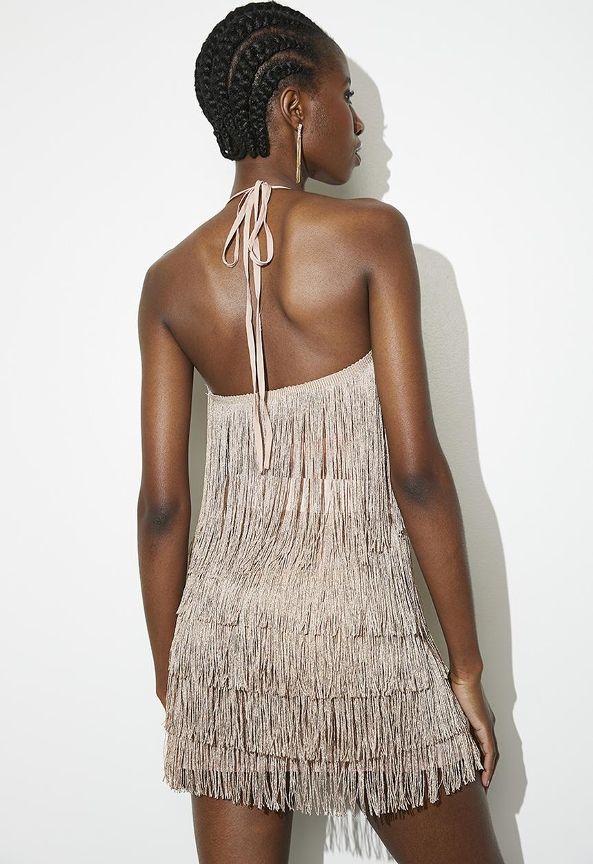 VELVET - Metallic fringe mini - champagne