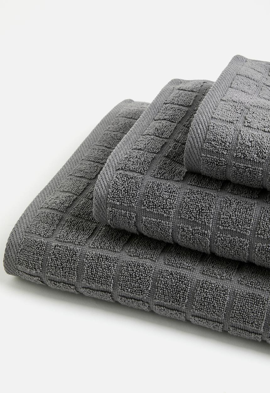 Colibri - Grid Check Zero Twist Towel - Charcoal
