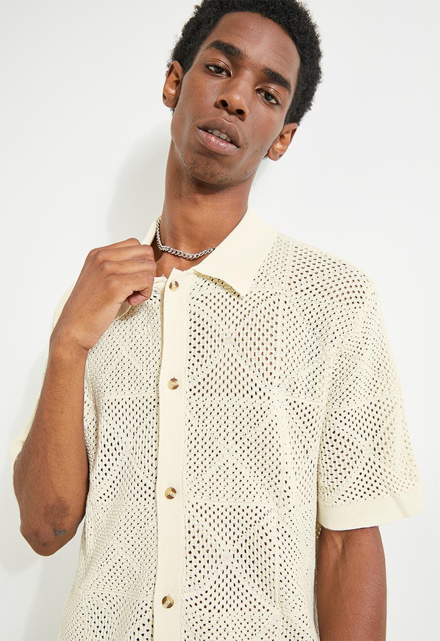 Cotton On - Pablo Short Sleeve Shirt - Cream Pattern