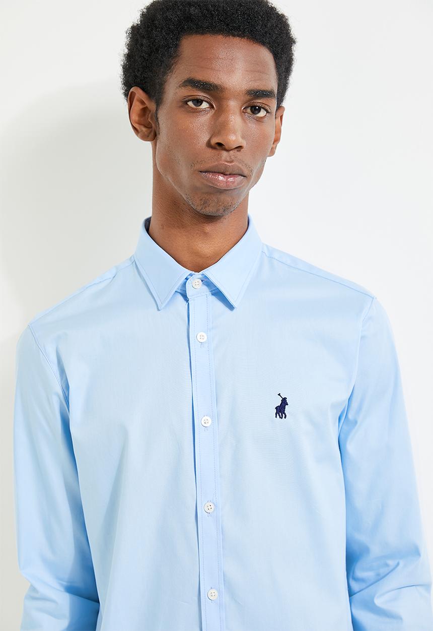 POLO - Christian Long Sleeve Slim Fit Strtch Shirt - Light Blue