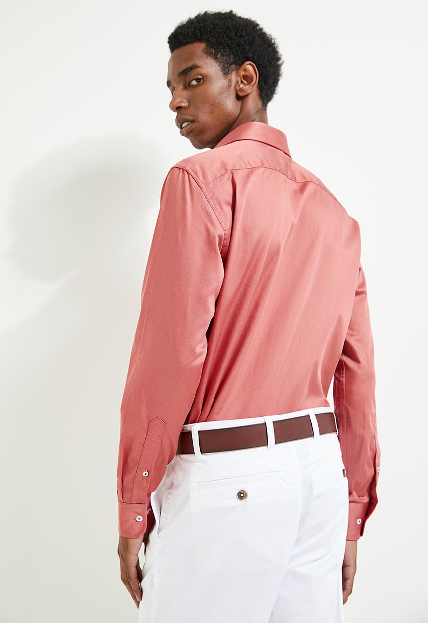 POLO - Greig Ls Sateen Signature Shirt - rusk