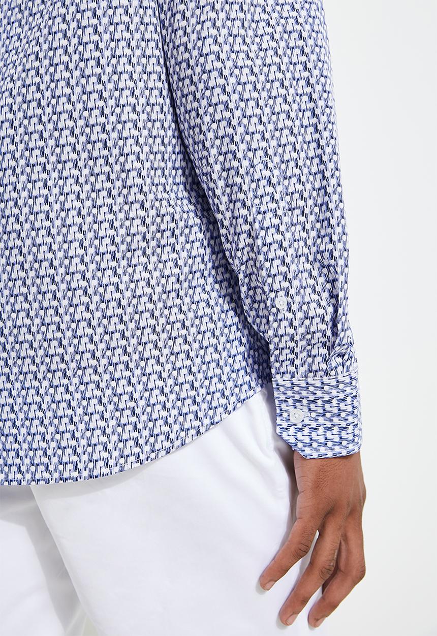 POLO - Thebe Dot Printed Long Sleeve Shirt - Blue