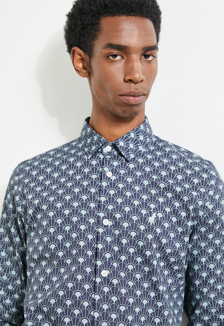 POLO - Suren Printed Long Sleeve Shirt - Navy
